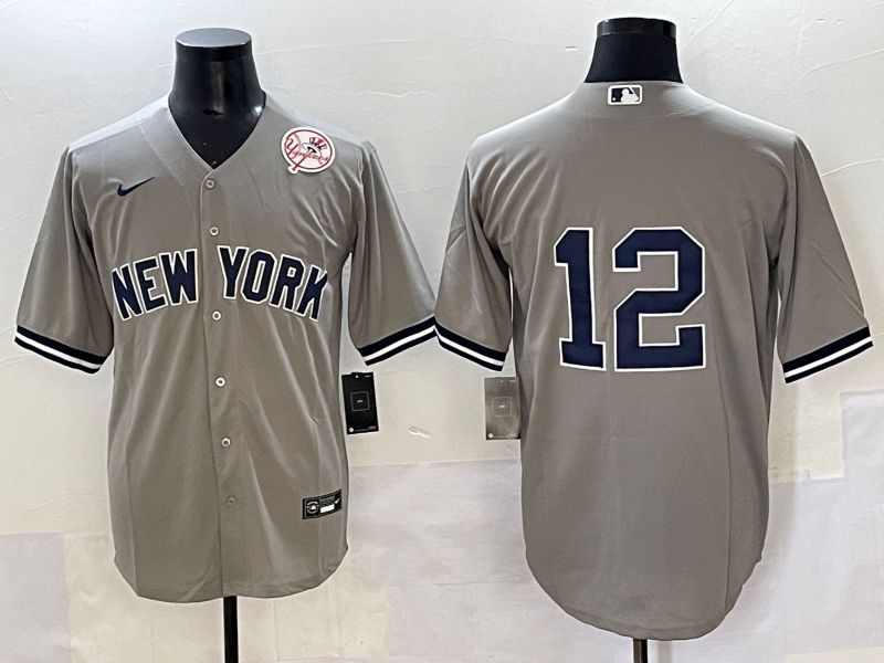 Men 2025 New York Yankees #12 No Name Grey Game Nike MLB Jersey style 7
